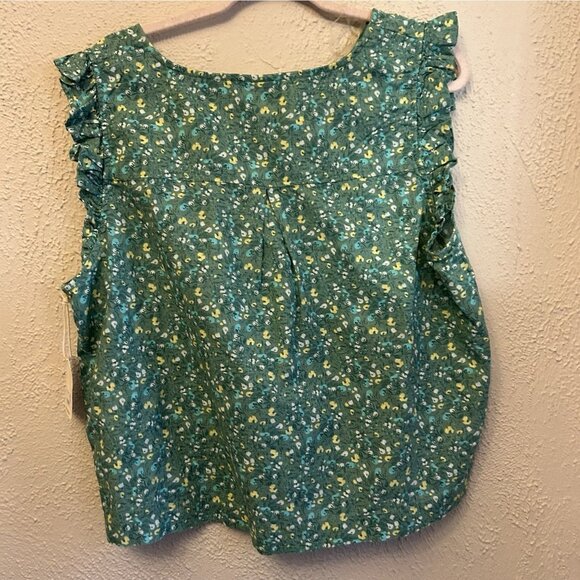 A.n.a. Women’s Flutter Shirt Xxl New Green Floral Fairy Babydoll Feminine - Picture 1 of 9